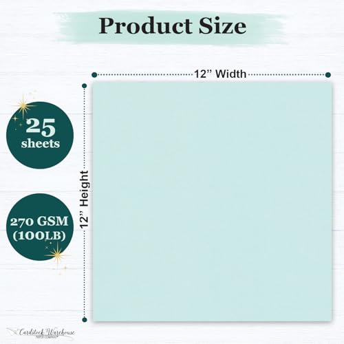 Cardstock Warehouse Pop-Tone Sno-Cone Light Blue Cardstock Paper – 25 Sheets, 12 x 12" - 100 lb / 270 GSM Premium Blue Card Stock for Die-cutting, Crafts, Scrapbooking, Card Making and DIY Projects - color: Sno Cone Light Blue