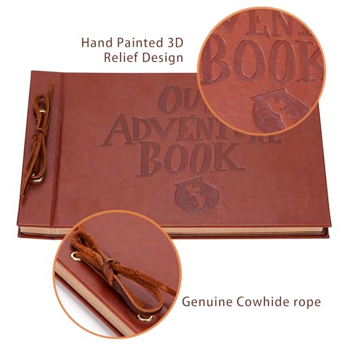 Adventure Book Scrapbook Photo Album 80 Pages Retro Leather Cover Memory Book with Luxury DIY Accessories Kit,Exquisite Box Gift Couples Weddings,Travelling,Christmas Day - color: Scrapbook gift set