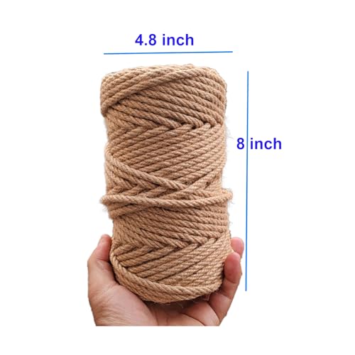 Jute Twine String 6mm(1/4 in) 164 Feet Long Natural Burlap String Rope Brown for Crafts Crafting Gift Wrapping Packing Gardening Crochet Knitting Macrame Decor DIY Arts Craft - size: 1/4 inch x 164 feet
