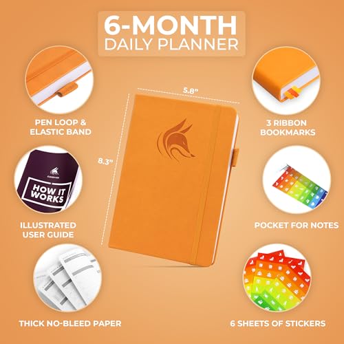 Clever Fox Daily Planner, Undated Professional & College Day, Orange - color: Orange (Undated)