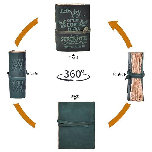 LEATHER VILLAGE Bible Study Journal Joy Verse, Turquoise 7x5. - color: Turquoise
