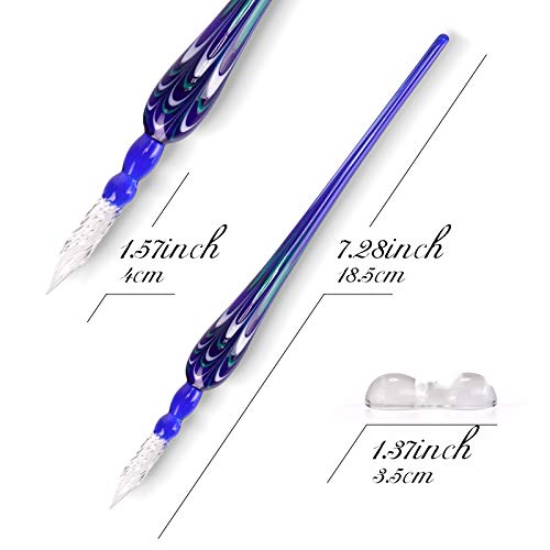 Glass Dip Pen Set,Calligraphy Pen,Crystal Signature Pen for Art, Writing, Signatures -Decoration and Business Gift - color: Blue 1
