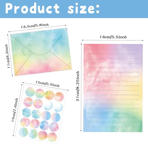 160 Pcs Stationery Paper Envelopes Set | Includes 50 Writing Paper & 50 Envelopes & 60 Stickers, Watercolor Letter Writing Stationery Paper Envelopes(10Style) - color: Watercolor