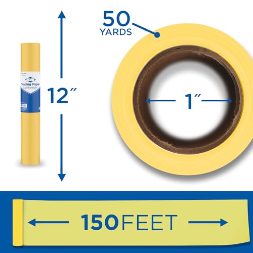 ALVIN 55Y-G Lightweight Tracing Paper Roll, Yellow, Suitable with Ink, Charcoal, Felt Tip Pen, for Sketching or Detailing - 12 inches x 50 Yards, 1-inch Core - color: Yellow - 50 Yards, size: 12"
