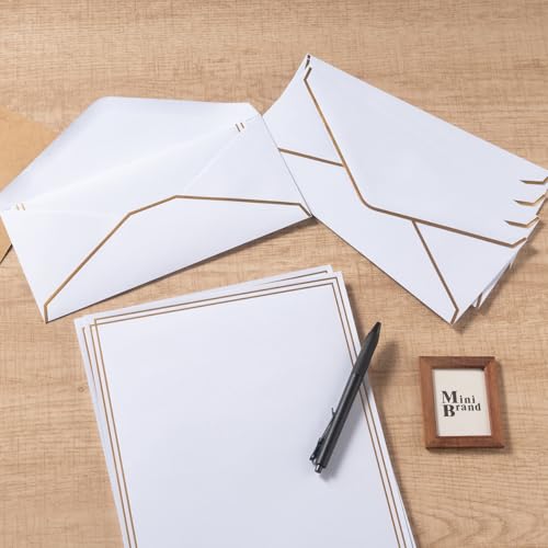 50 Pack Stationery Set with Envelopes, White, 8.5x11 Inches - color: White, size: 8.5x11 Inches