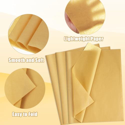 woric 160 Sheets Gold Tissue Paper for Gift Bags 14 X 20 Inches | Gift Tissue Paper Bulk for Crafts Weddings Birthday Party First Day of School Decorations and Wine Bottle Wrapping - color: Gold