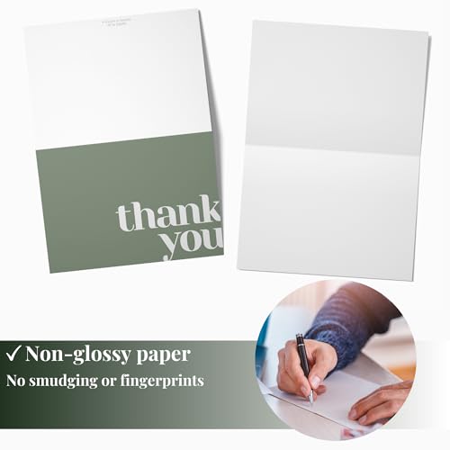 Thank You Cards with Envelopes Bulk Pack of 40 - Green Thank You Cards Set - color: Green
