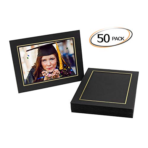Golden State Art, Paper Picture Frames With Easel, 5X7, 50 Pack | Black With Gold Lining, Photo Frame Cards, DIY Cardboard,Paper Tabletop Frame - color: Black/Gold Lining, size: 50 Pack