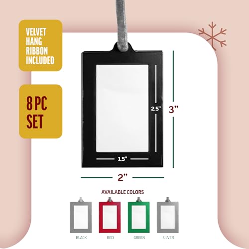 Klikel Hanging Picture Frame Ornaments - Set of 8 2x3 Black Hanging Photo Frame - color: Black
