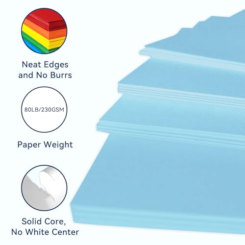 15Sheets Light Blue Cardstock Paper 12x12 Card stock for Cricut, Thick Construction Paper for Card Making, Scrapbooking, Craft 90 lb / 250 gsm (Light Blue) - color: Light Blue
