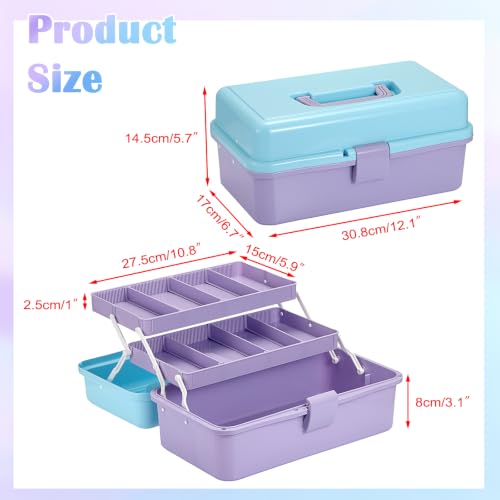BTSKY 3-Layer Plastic Dividing Storage Box Craft Organizer and Storage | Portable Handled Art Supply Organizer with Adjustable Spacers Multipurpose Home Utility Box for Medicine Sewing(Blue+Purple) - color: Blue+Purple