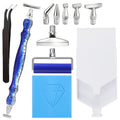 Diamond Painting Pens Kit, with Stainless Steel Elbow,1,2,4,8 Screw Tip Multiplacer Nibs Roller Tool, Diamond Art Tray with Lid, Tweezers, Putty Wax, Rhinestone Picker Tool for Adults (Dark Blue) - color: Dark Blue