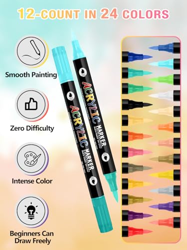 EBANKU 24 Colors Nail Art Pens Set, 3D Nail Polish Pens Quick-Drying Nail Art Markers Acrylic Paint Nail Point Graffiti Dotting Liner Pen No Squeeze Needed - color: 24 Colors