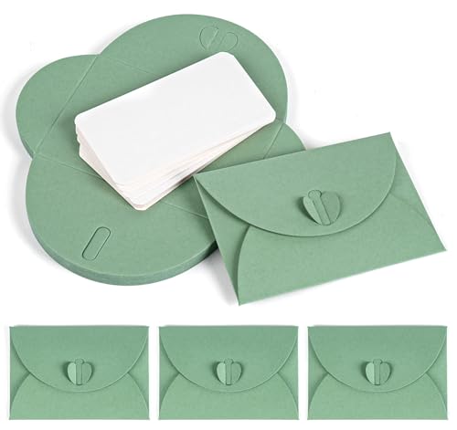 ABSOFINE 25PCS Mini Envelopes with Blank Cards Gift Card Holders Sage Green - color: Sage Green