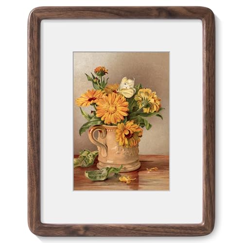 8x10 Picture Frame, USA-Sourced Natural Solid Walnut Wood Photo Frame with HD-Tempered Glass, Handcrafted Rounded Corner 8 by 10 Wooden Frame Matted to 5x7 Photos, Wall or Tabletop Display - color: American Black Walnut, size: 8x10