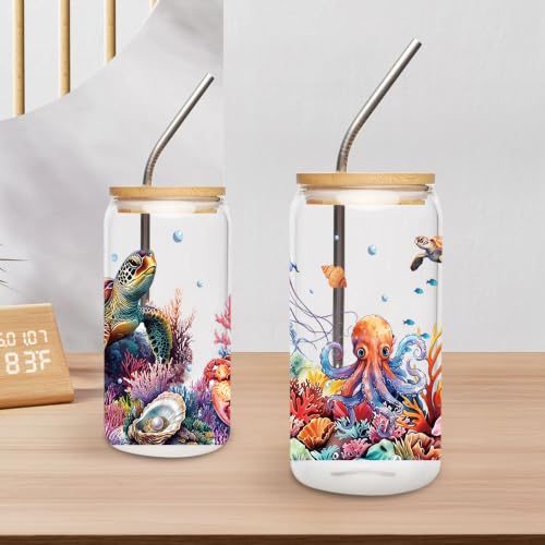 CRASHOT Ocean UV DTF Cup Wraps, Marine Animal Transfer Stickers, 4 Pcs - color: Ocean921