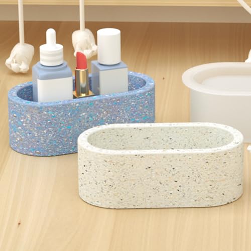Wehous 2PCS Oval Plant Pot Mold Candle Holder Storage Box Jar Silicone Molds for Epoxy Resin Casting Unique Jewelry Trinket Container Bowl Resin Concrete Cement Molds DIY Art Craft Table Home Decor - color: 2x oval