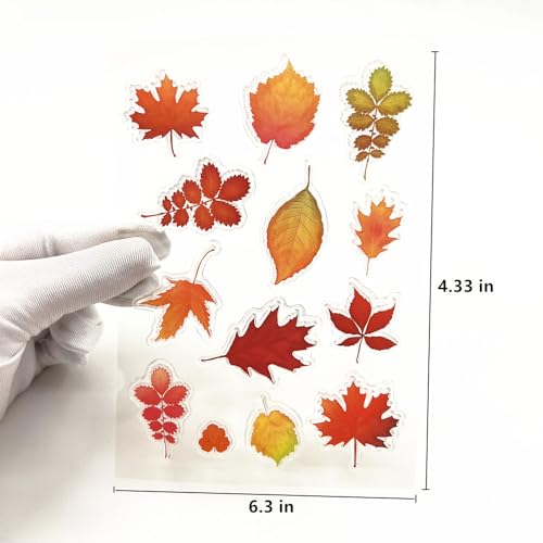 13pcs Spring Autumn Maple Leaf Clear Stamps for Card Making Decoration DIY Scrapbooking,Fallen Leaves Silicone Transparent Seal Clear Stamps for Embossing Album Decor Craft. - color: 13pcs Autumn Maple Leaf Fallen Leaves