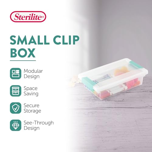 Sterilite Clip Box, Stackable Clear Plastic Bins- Small, 24-Pack | Storage Containers with Latching Lids for Writing, Arts or Crafts Supplies - Home, Office, Classroom & Workshop Organization - size: Small, style: 24 Pack
