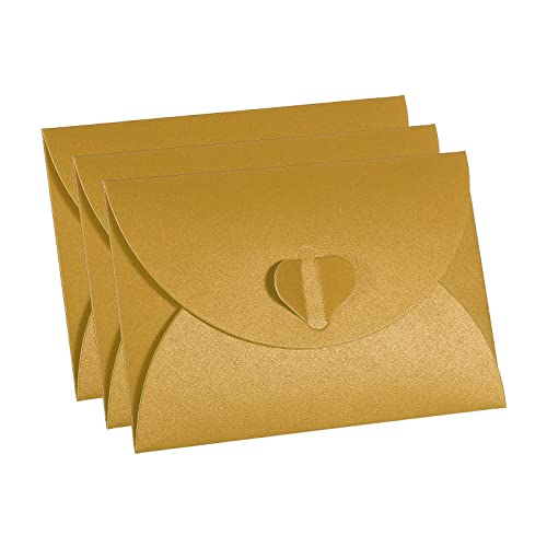 PATIKIL Gift Card Envelopes, 12pcs Heart Shaped Clasp Mini Envelope, Gold - color: Gold