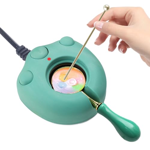 Electric Wax Seal Warmer, Green Electric Sealing Stamp Warmer Melter for Melting Wax Seal Beads Sticks with Spoon, Stirring to Do DIY Craft (Green) - color: Greenn