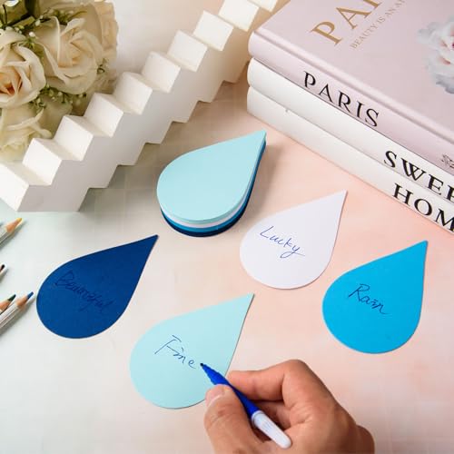 MixTeach 120 Pieces Raindrop Cutouts Blue Paper Raindrop Shapes Die Cut 4 Inch Paper Raindrop Classroom Decoration for Bulletin Board, Party Wall Decoration, School Craft Projects