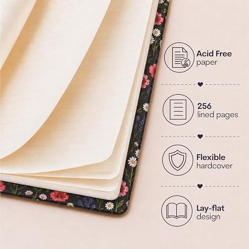 WORLD TRAVELER Eccolo A5 Lined Journal 256 Ivory Pages Lay Flat 6x8 - color: Multi Blossoms
