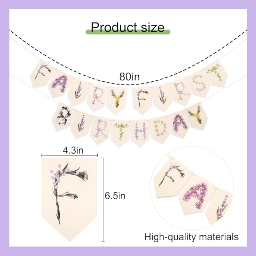 Fairy Floral 1st Birthday Banner - Pink Fairy One Script Garland, Elegant Watercolor Flower Happy Birthday Bunting, Secret Garden Enchanted Floral Letter, Forest Theme Cake Smash Party Backdrop Props (Fairy First Birthday) - color: Fairy First Birthday