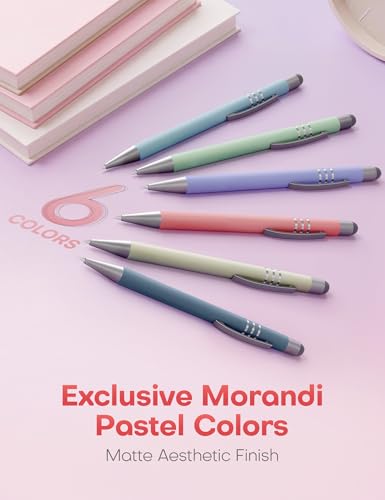 2 in 1 Black Ink Gel Pens with Stylus Tips, Quick-Drying,Smooth Writing. | Supports teaching on iPad&writing on paper,0.5mm Fine Point,6-Pack Morandi colors Gift Box for Journaling, School, Office. - color: 6 Pcs Morandi-Black Ink