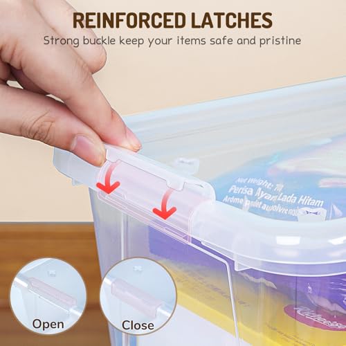 GAMENOTE 6 Quart Stackable Plastic Storage Bins with Lids, 6 Pack, Clear - color: Clear