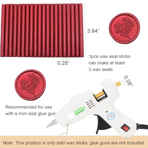 Burgundy Wax Seal Sticks 20pcs, Premium Wine Red Glue Gun Sealing Wax Sticks for Stamp Seals, Envelope Letter Seal Wedding Invation Craft Adhesive, Great Gift Ideas (Mini Size) - color: Wine Red