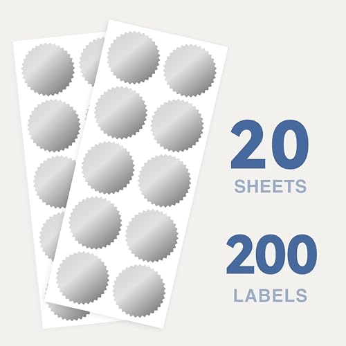2 inch Round Silver Foil Stickers for Embossing 200 Pcs - color: Silver
