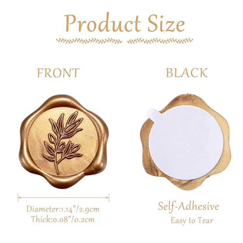 Yoption Olive Branch Wax Seal Stickers, 50Pcs Wedding Envelope Seals - color: Olive Branch, Antique Gold