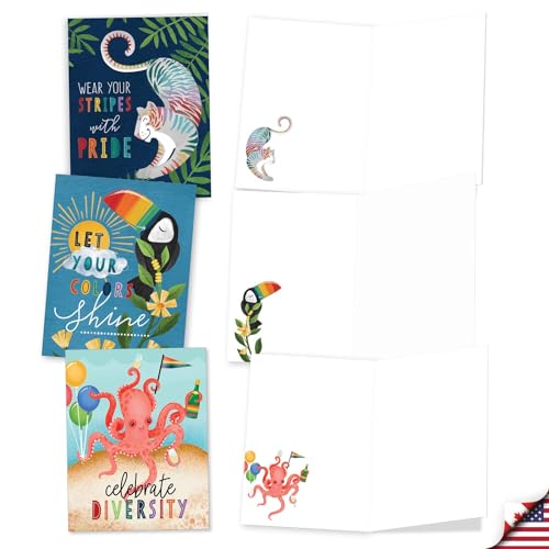 The Best Card Company 20 Assorted Blank All Occasions Notes Boxed Set 4 x 5.12 Inch with Envelopes (10 Designs, 2 Each) Happy Pride AM10983OCB-B2x10 - style: Happy Pride