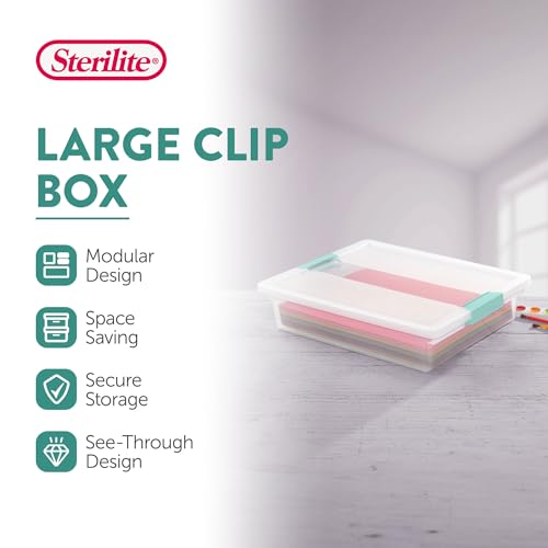 Sterilite Clip Box, Stackable Clear Plastic Bins- Large, 24-Pack - size: Large, style: 24 Pack