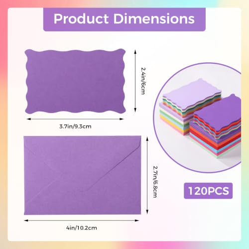 120 Pack Mini Envelopes with Cards, Small Envelopes with Blank Cards - color: Multicolored