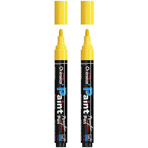 Overseas 2 Pack Yellow Acrylic Paint Pens Permanent Markers, Medium Tip - color: Yellow