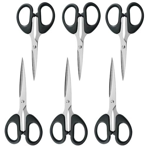 OneName 5" & 6" Sharp Pointed Scissors, All Purpose Office Scissors 6 Pack