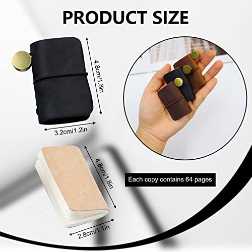 Yitexin 3 Colors Mini Size with Leather Cover and Strap, Refillable Personalized Tiny Travel Journal 1.9 x 1.3in(4.8 x 3.2cm), Blank Pocket Diary (Black, Coffee, Brown)