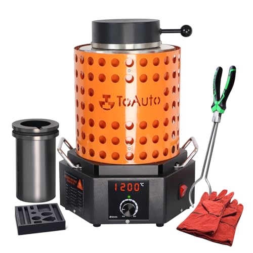 TOAUTO 5Kg PID Resistance Gold Melting Furnace TRF5000 1800W 2102°F | Digital Smelting Furnace Smelter Kiln Kit for Gold Silver Copper Aluminum, Metal Recycle Home Melting Casting Tool