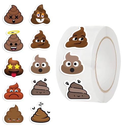 500Pcs Funny Poop Stickers Roll Cute Cartoon Poop Meme DIY Craft Labels Self Stickers for Water Bottles Laptop Scrapbook Luggage Office Supplies - color: Funny Poop