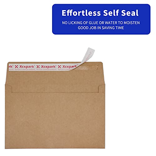 Xxcxpark 100 Qty 5.25 x 7.25 inches Printable A7 Invitation Envelopes & 100 Qty Folded Cards, Self Seal 120GSM Brown Kraft Paper Envelopes for Invitations, Papers, Photos, Documents, Wedding - color: Brown, size: 100 Qty A7 Envelopes + Folded Cards
