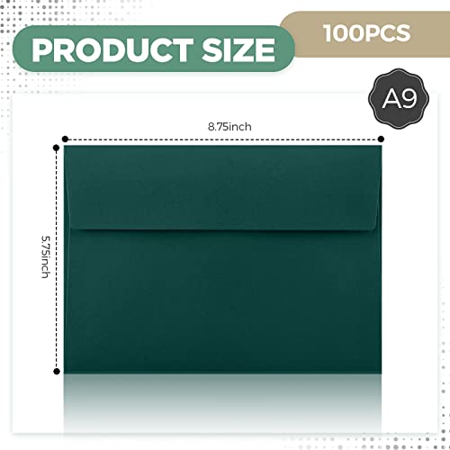 Harloon 100Pcs A9 Invitation Envelopes, Greeting Card Envelopes, Dark Green - color: Dark Green