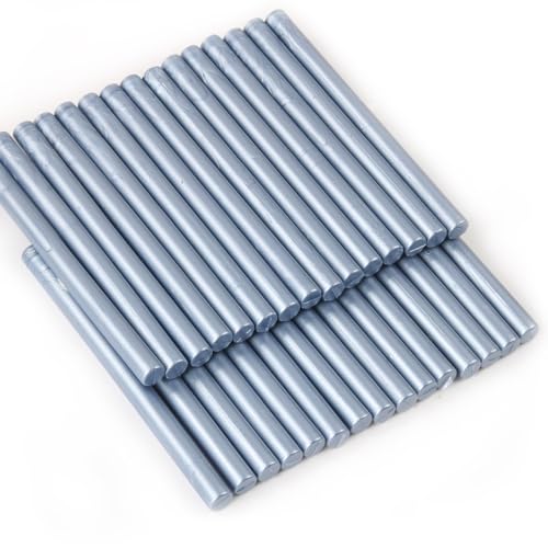 Gray Blue Wax Seal Sticks, 30pcs Sealing Wax Sticks, HOSEALING Glue Gun Wax Seal Sticks for Wax Seal Stamp, Premium Sealing Wax for Wedding Invitations, Letter, Envelope (Mini Size) - color: Gray Blue