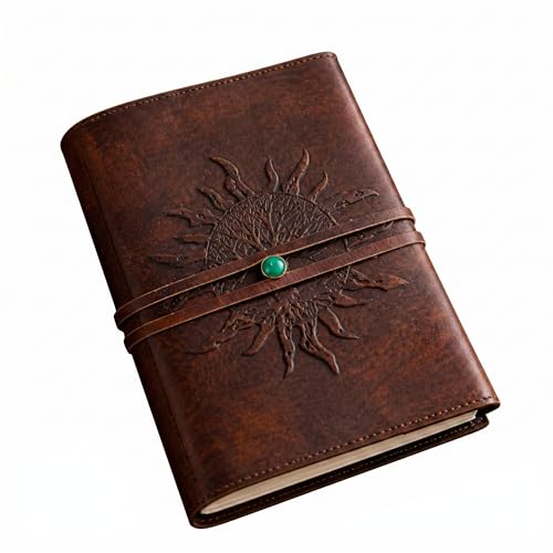 Leather Journal Refillable Lined Paper SUN Tree of Life Handmade Leather Journal Notebook Diary/Bound Daily Notepad for Men&Women Medium,Writing pad Gift for Artist,Sketch/Writing (small) - size: small