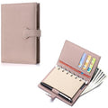 Leather Journal Cover for A7 Planner, Passport Wallet for Travel with 6-Ring Spiral Refillable Notebook and Pen Loop, Small Notebook Cover with Back Pocket - color: Light Pink