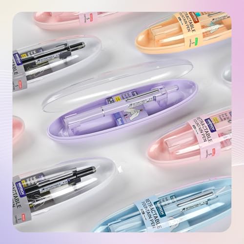 WRITECH Clictek Retractable Fountain Pen: Fine Black Ink with 5 Cartridges - color: Multicolor