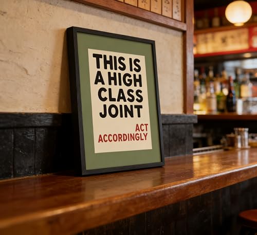 Framed 'This Is A High Class Joint' Quote Wall Art, Retro Olive Green Canvas Print, Funny Modern Decor for Living Room Bedroom Bar Office Man Cave - color: Floral-2, size: 10"L x 8"W