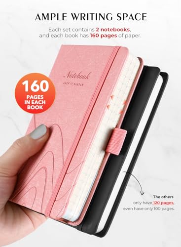 AISBUGUR Pocket Notebook 3.7" x 5.7" Small Notebook 2 Pack,Pink - color: Pink, size: 2 Pack
