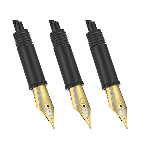 Set of 3 Hongdian Fountain Pen Gold Medium Nibs for Black Forest 1850, 1851, 1843, 6013, 517D, 517S, 525,H1, H3, A3, 1843 and 920 Series - color: Gold Trim, style: 3 x M